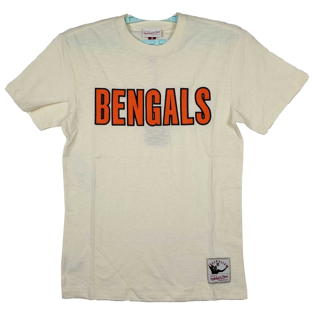 Cincinnati Bengals Mitchell & Ness NFL Small‎ Shirt Felt Team Logo Cream NWT
